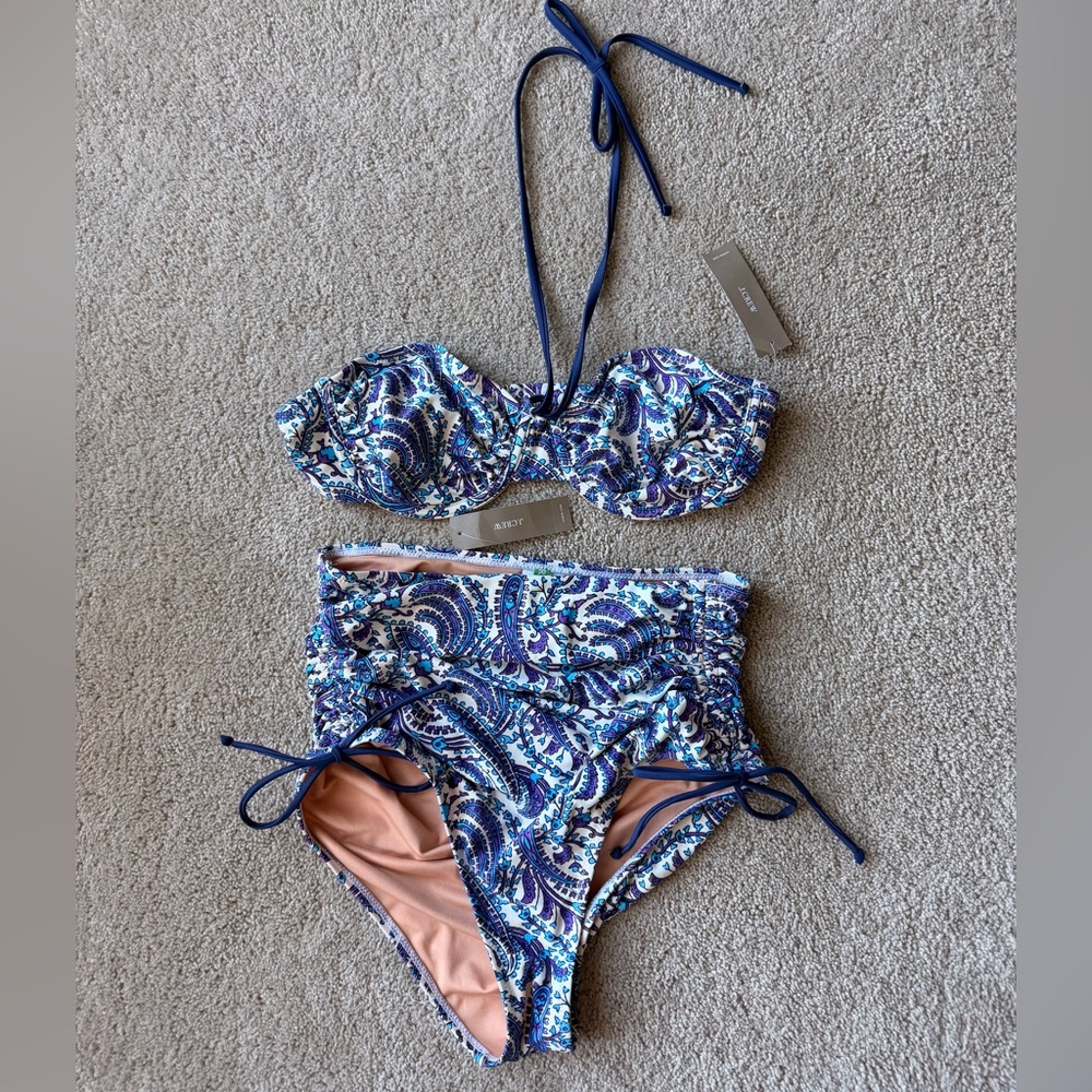 J crew Blue Paisley Bikini Set size small